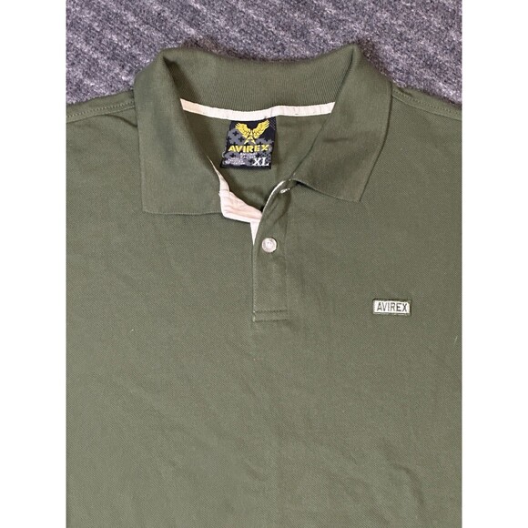 Vintage Avirex Polo Shirt Mens XL Green Short Sleeve Cotton Y2K - Picture 2 of 5